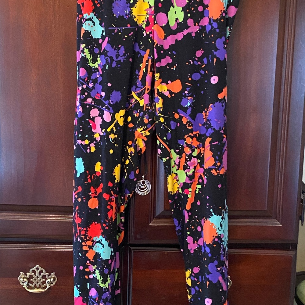 Colorful Splatter Print Leggings